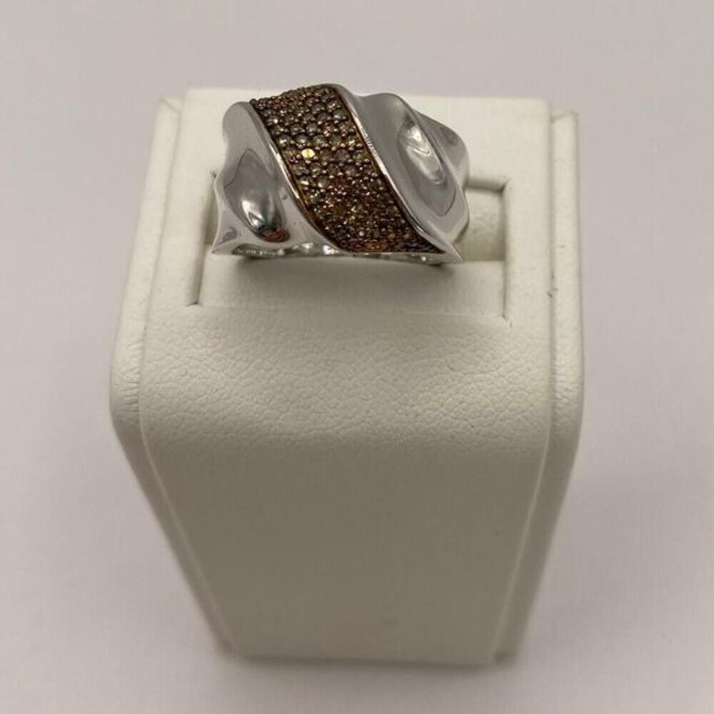 Affinity Pave Champagne 1/4ct Diamond Band Ring Size 6 Sterling Silver‎ 925 NEW